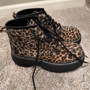 Leopard Print Platform Boots